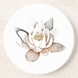 WHITE LOTUS SANDSTONE COASTER