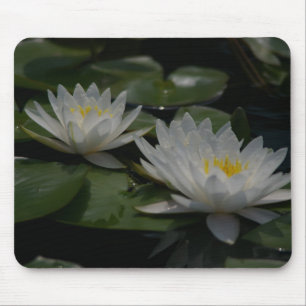 White Lotus Waterlilies Lily Pads Mouse Pad