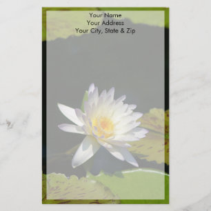 White Lotus Waterlily Flower Stationery