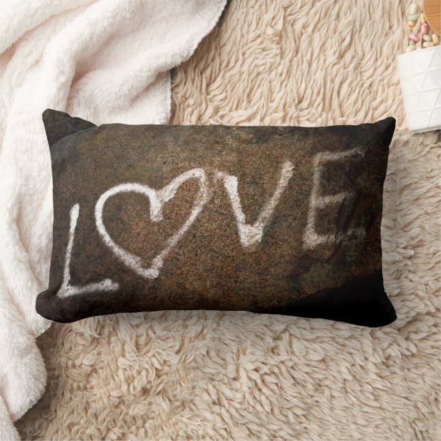 White Love Graffiti  Lumbar Cushion (Blanket)