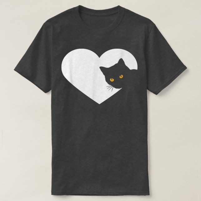 White Love Heart Cat Lovers for Girls & Women who  T-Shirt (Design Front)