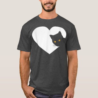 White Love Heart Cat Lovers for Girls & Women who  T-Shirt