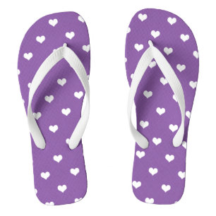 White love hearts on purple thongs