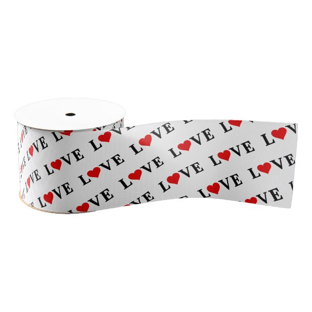 White LOVE Minimalist Grosgrain Ribbon (Spool)