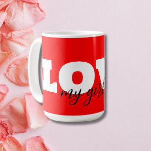 White LOVE Neon Red Valentine Coffee Mug