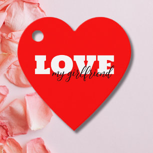 White LOVE Neon Red Valentine Favour Tags