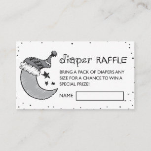 White Loved to the Moon and Back Diaper Raffle Business Card