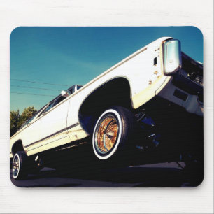 White Lowrider Chevy Impala Mousepad