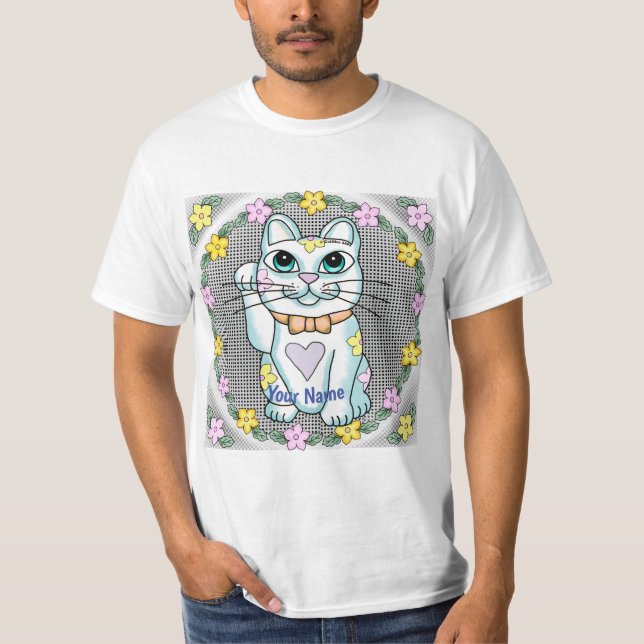 White Lucky Cat  T-Shirt (Front)