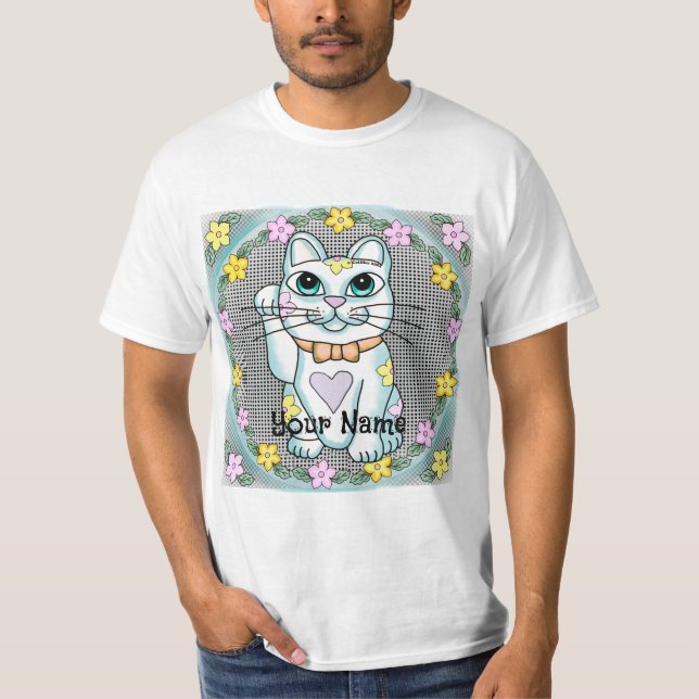 White Lucky Cat  T-Shirt (Front)