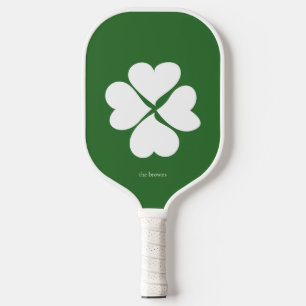 White Lucky Clover Green Irish Pickleball Paddle