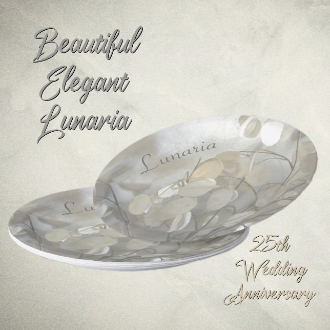 White Lunaria Silver Dollars Elegant Paper Plate (Creator Uploaded)
