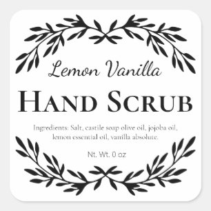 White Luxury Homemade Hand Scrub Labels