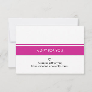 White Magenta Simple Border Gifting Card