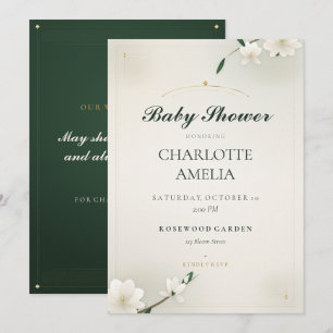 White Magnolia Baby Shower Invitation