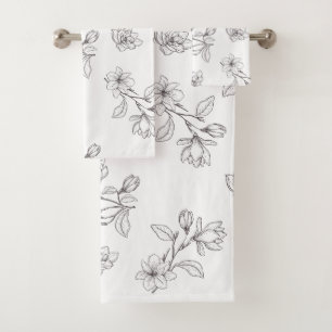 White Magnolia Bath Towel Set