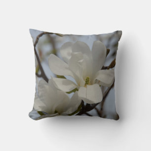 White Magnolia Blooming in the Spring Throw Pillow