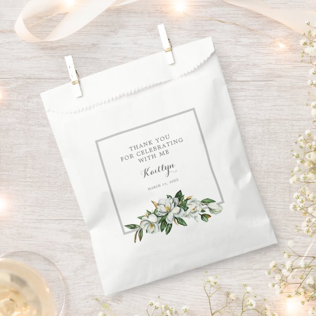 White Magnolia Bridal  Favour Bag (Clipped)