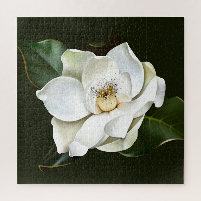 White Magnolia Closeup Green Background Jigsaw Puzzle (Vertical)