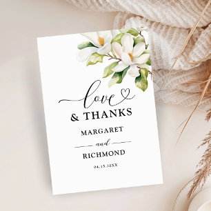 White Magnolia Elegant Floral Wedding Thank You Card
