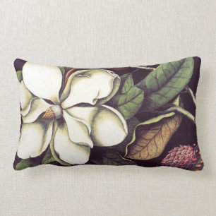 White Magnolia Floral Decorative Lumbar Pillow