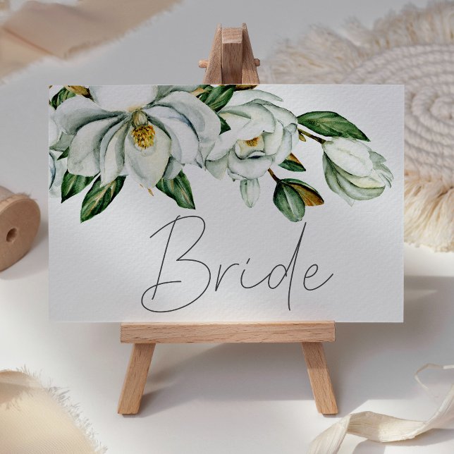 White Magnolia Floral Rustic Wedding Place Card (Creator Uploaded)