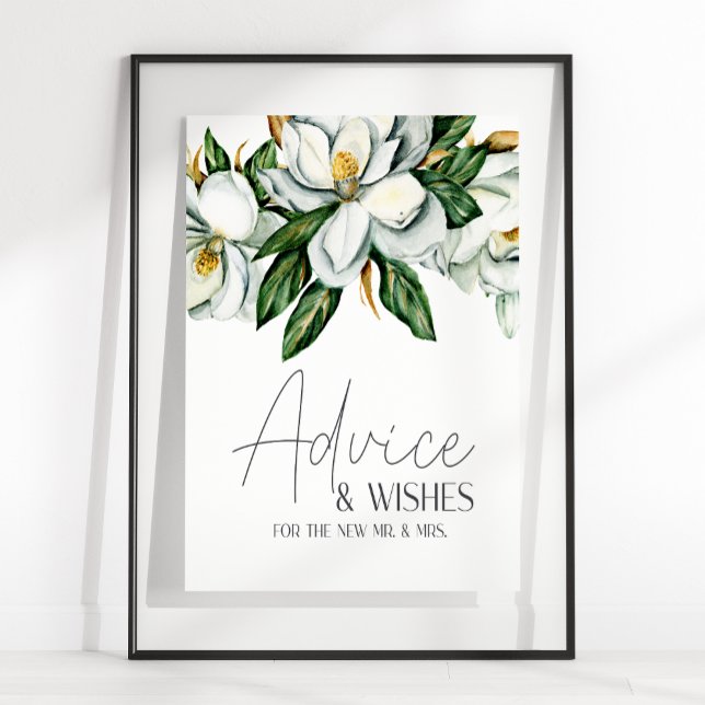 White Magnolia Floral Wedding Card & Gifts Sign (Creator Uploaded)