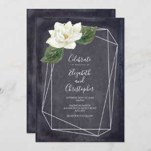 White Magnolia Floral Wedding Invitation