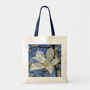 White Magnolia Flower in Tree. Tote Bag
