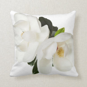 White Magnolia Flower Magnolias Floral Flowers Cushion