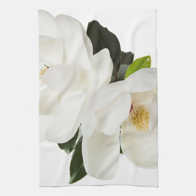 White Magnolia Flower Magnolias Floral Flowers Tea Towel (Vertical)