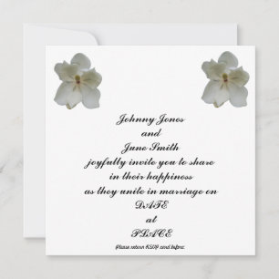 White Magnolia flower on Wedding Invitation
