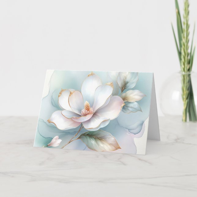 White Magnolia Flower Sympathy Card (Front)
