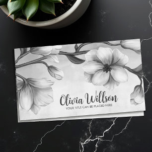 White Magnolia Flowers Illustration Business Card