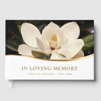 White Magnolia Funeral Guest Book