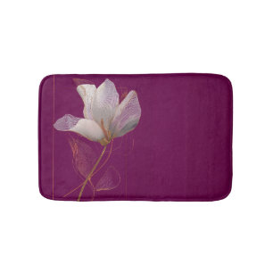 White Magnolia Gold Line Magenta Bath Mat