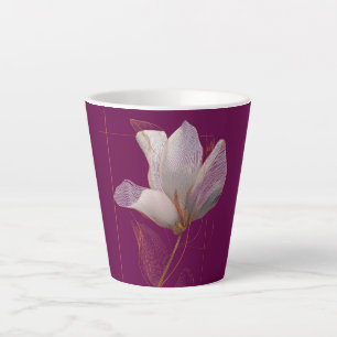 White Magnolia Gold Line Magenta Latte Mug