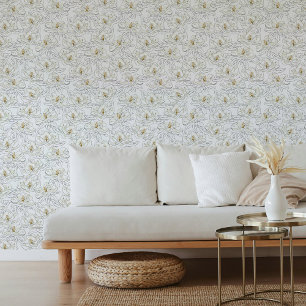 White Magnolia Hand-Drawn Southern Floral Wallpaper