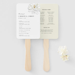 White Magnolia Illustration Modern Program Wedding Hand Fan