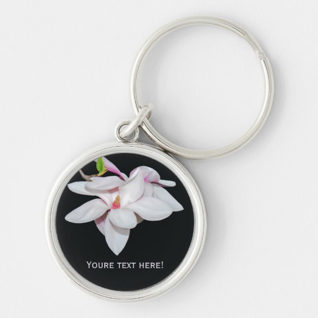 White Magnolia Key Ring (Front)