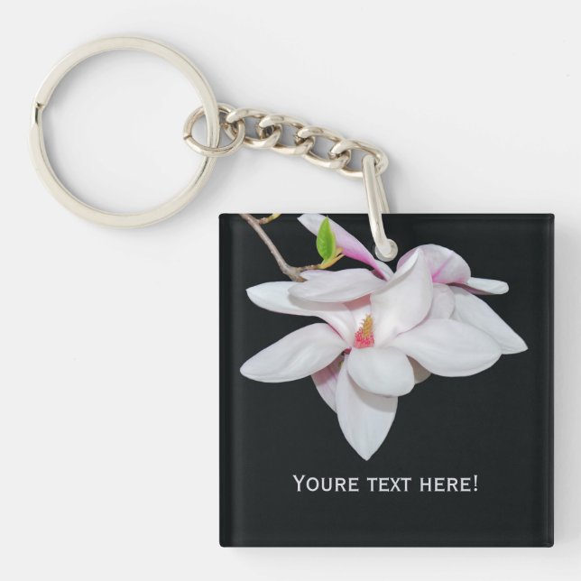 White Magnolia Key Ring (Front)