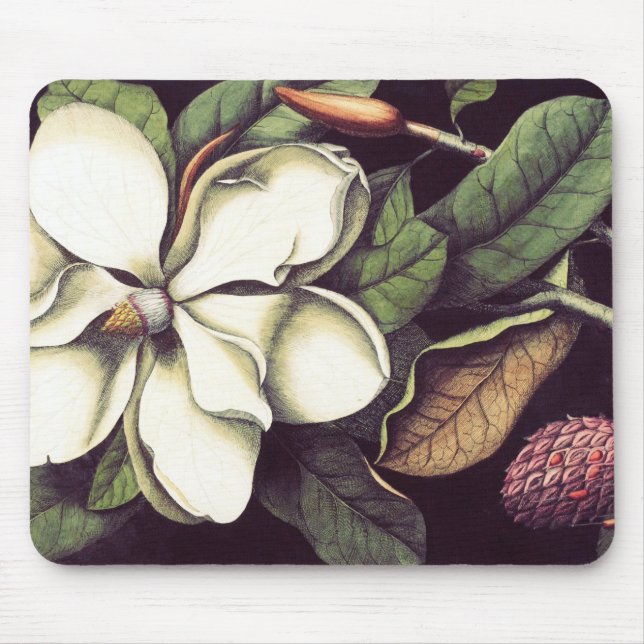 White Magnolia Mousepad, Cool Mousepads (Front)