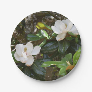 White Magnolia Paper Plate