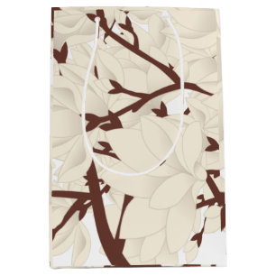 White Magnolia Print Medium Gift Bag