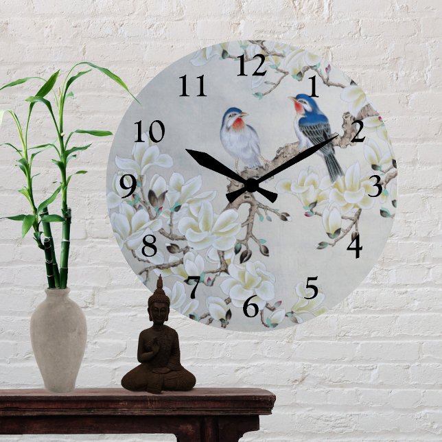 White Magnolia  Round Clock (Creator Uploaded)