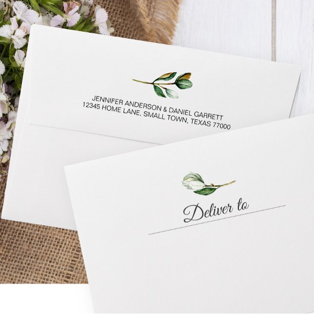 White Magnolia Rustic Floral Wedding Invitation Envelope (Creator Uploaded)
