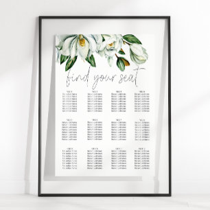 White Magnolia Rustic Floral Wedding Seating Chart
