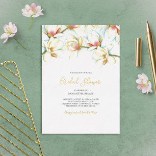 White Magnolia Watercolor Flower Bridal Shower