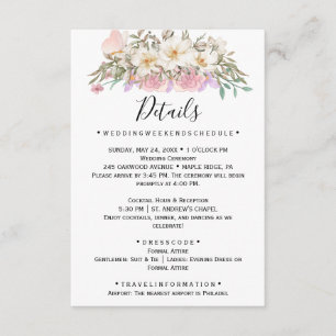 White Magnolia Wedding Details Card