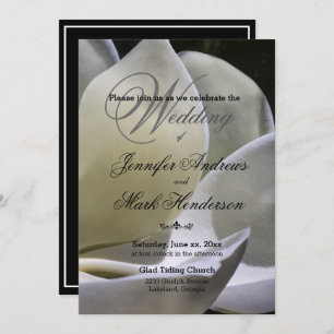White Magnolia - Wedding Invitation -Black & White